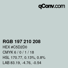 カラーコード: RGB 197 210 208 | qconv.com
