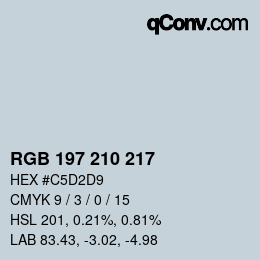 Color code: RGB 197 210 217 | qconv.com