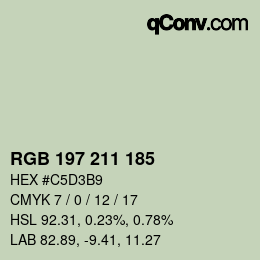 Color code: RGB 197 211 185 | qconv.com