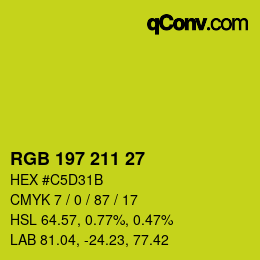 カラーコード: RGB 197 211 27 | qconv.com