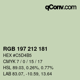 カラーコード: RGB 197 212 181 | qconv.com