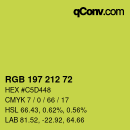 Color code: RGB 197 212 72 | qconv.com