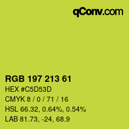 Color code: RGB 197 213 61 | qconv.com