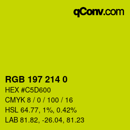 Color code: RGB 197 214 0 | qconv.com