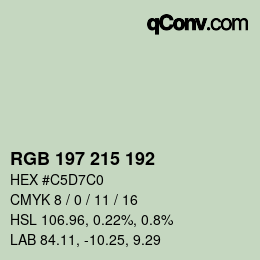 Color code: RGB 197 215 192 | qconv.com