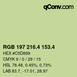 カラーコード: RGB 197 216.4 153.4 | qconv.com