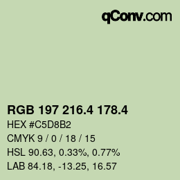 カラーコード: RGB 197 216.4 178.4 | qconv.com