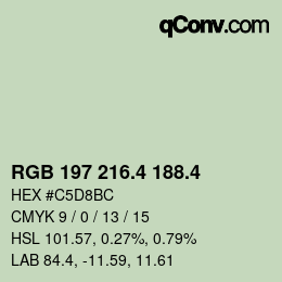 カラーコード: RGB 197 216.4 188.4 | qconv.com