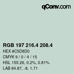 カラーコード: RGB 197 216.4 208.4 | qconv.com