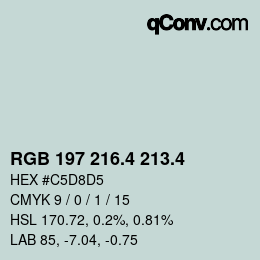 カラーコード: RGB 197 216.4 213.4 | qconv.com