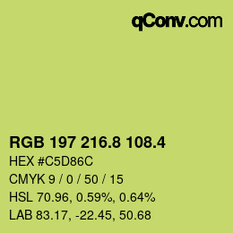 カラーコード: RGB 197 216.8 108.4 | qconv.com