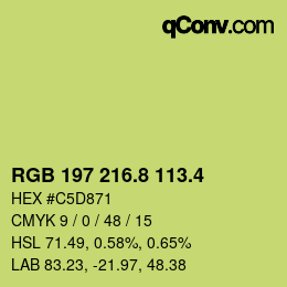 カラーコード: RGB 197 216.8 113.4 | qconv.com