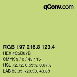 カラーコード: RGB 197 216.8 123.4 | qconv.com