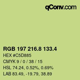 カラーコード: RGB 197 216.8 133.4 | qconv.com