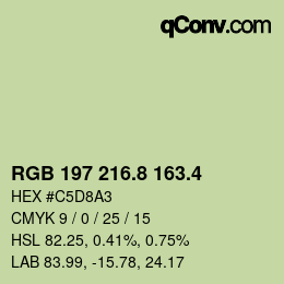 カラーコード: RGB 197 216.8 163.4 | qconv.com