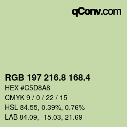 カラーコード: RGB 197 216.8 168.4 | qconv.com