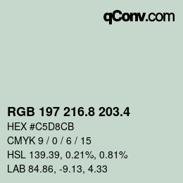カラーコード: RGB 197 216.8 203.4 | qconv.com
