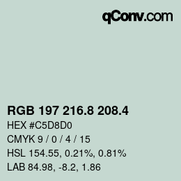 カラーコード: RGB 197 216.8 208.4 | qconv.com