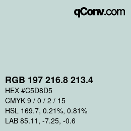 カラーコード: RGB 197 216.8 213.4 | qconv.com