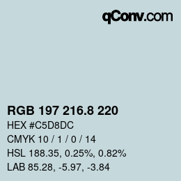 カラーコード: RGB 197 216.8 220 | qconv.com