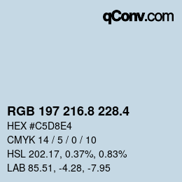 カラーコード: RGB 197 216.8 228.4 | qconv.com