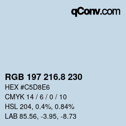 カラーコード: RGB 197 216.8 230 | qconv.com