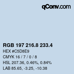 カラーコード: RGB 197 216.8 233.4 | qconv.com