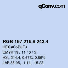 カラーコード: RGB 197 216.8 243.4 | qconv.com