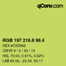 カラーコード: RGB 197 216.8 98.4 | qconv.com