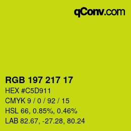Color code: RGB 197 217 17 | qconv.com