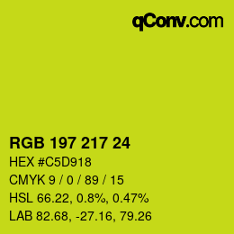 カラーコード: RGB 197 217 24 | qconv.com