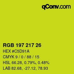 Color code: RGB 197 217 26 | qconv.com