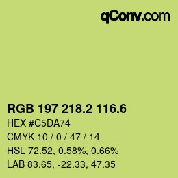 カラーコード: RGB 197 218.2 116.6 | qconv.com