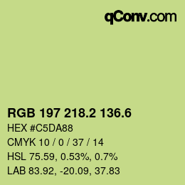 カラーコード: RGB 197 218.2 136.6 | qconv.com