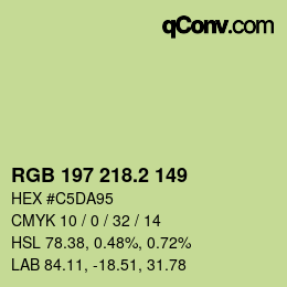カラーコード: RGB 197 218.2 149 | qconv.com