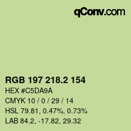 カラーコード: RGB 197 218.2 154 | qconv.com