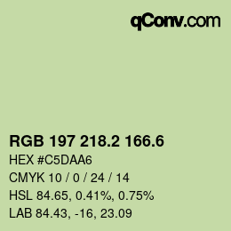 カラーコード: RGB 197 218.2 166.6 | qconv.com