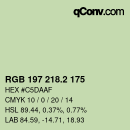 カラーコード: RGB 197 218.2 175 | qconv.com