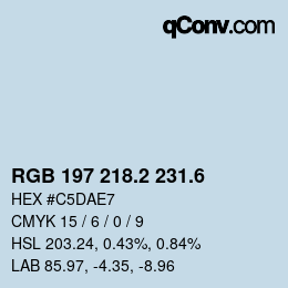 カラーコード: RGB 197 218.2 231.6 | qconv.com