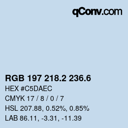 カラーコード: RGB 197 218.2 236.6 | qconv.com