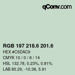 カラーコード: RGB 197 218.6 201.6 | qconv.com