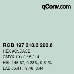 カラーコード: RGB 197 218.6 206.6 | qconv.com