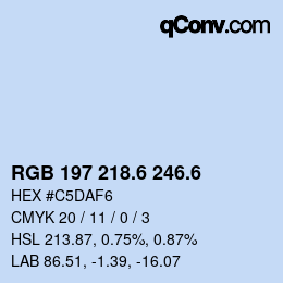 カラーコード: RGB 197 218.6 246.6 | qconv.com