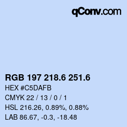 カラーコード: RGB 197 218.6 251.6 | qconv.com