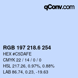 カラーコード: RGB 197 218.6 254 | qconv.com