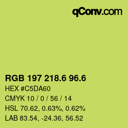 カラーコード: RGB 197 218.6 96.6 | qconv.com