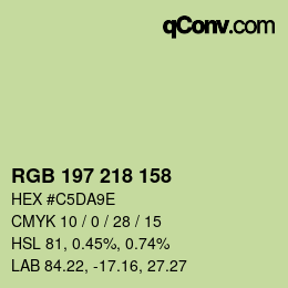 カラーコード: RGB 197 218 158 | qconv.com