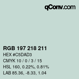 Color code: RGB 197 218 211 | qconv.com