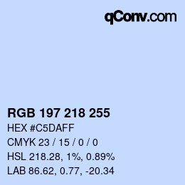 颜色代码: RGB 197 218 255 | qconv.com