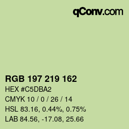 Color code: RGB 197 219 162 | qconv.com